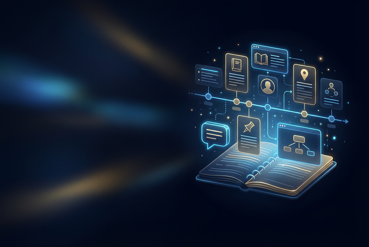 Study workflow for The Great Gatsby showing a text copy, note sheet with key takeaways, and study app on a phone, designed for high school and college literature students.