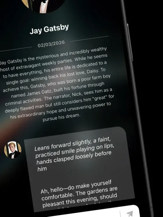 Readi.AI character chat interface on iPhone